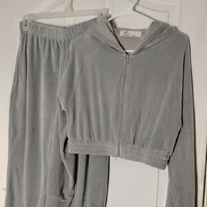 Gray Velour Tracksuit Set L